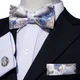 Blue Pre-Bow Tie For Men's Bowtie Silk Jacquard Plaid Bows Pocket Cufflinks Set Male Butterfly Party