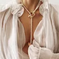 2021 Vintage Pearl Coin Necklace for Women Bohemian Geometric Pearl Chain Twisted Alloy Pendant