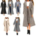 1/6 Scale Doll Plaid Overcoat Mini Brown Black Parka Coat Toy Clothes Dolls Accessories Dollhouse
