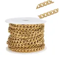 1 Meter/lot Gold Color Flat Curb Chain Necklace 3mm-9.5mm Stainless Steel Curb Link Chain for DIY