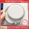 Famous Brand Original Certified 925 Sterling Silver Bracelet for Women DIY Charms Beads Snake Link