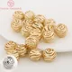 (3047)6PCS 10MM 24K Gold Color Plated Brass Hollow Rose Flower Spacer Beads Bracelet Beads High