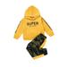 OLLUISNEO Pants Outfits For Toddler Baby Boys Fall Winter SUPER Letter Print Hooded Neck Long Sleeve Hoodie Camouflage Pants 2 PCS Set 4-5 Years Yellow