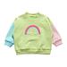 Infant Baby Girls Hoodies Rainbow Printed O-Neck Long Sleeve Top Soft Cotton Warm Pullover Fashion Casual Loose Tops Dailywear Soft Sweatshirts For Child