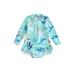 xingqing Toddler Baby Girl One-Piece Swimsuit Long Sleeve Sea Animal Print Swimsuit Girls Bathing Suit Rash Guard Blue 9-12 Months