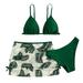 dmqupv Girl Bathing Suit Bikini Baby Swimsuit Girl Kids Child Girls 3 Piece Swimsuits Bathing Suit Soild Bikini Tops Underpants Print Skirt Swimwear Set Green 140