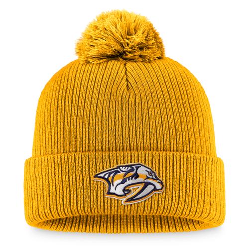 Goldfarbene Nashville Predators Core Primary Logo-Strickmütze mit Bündchen und Bommel von Fanatics Branded für Herren