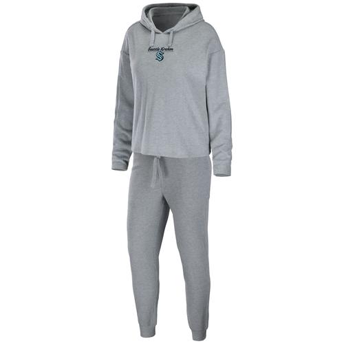 Damenbekleidung von Erin Andrews Heather Grey Seattle Kraken Logo Pullover Hoodie & Hose Schlafset