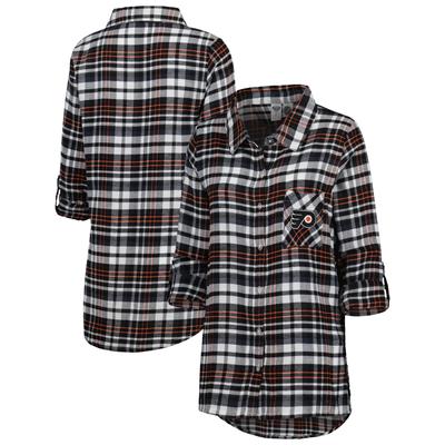 Damen Concepts Sport Philadelphia Flyers Mainstay Flanell-Nachthemd mit durchgehenden Knöpfen und langen Ärmeln Image