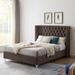 Modern Velvet Upholstered Bed with Button-Designed Headboard and Strong Wooden Slats, Easy Assembly