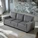 Dark Grey 3-Seater Sofa with Storage, Living Room Sofa with Solid Wood Legs, Bedroom Couch Apartment Sofa for Living Room