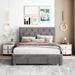 Elegant Design Velvet Upholstered Storage Platform Bed with Big Drawer and Upholstered Headboard