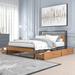 Modern Rustic Metal Platform Bed Frame with Four Drawers, Wooden Headboard, Sockets, USB Ports - Full