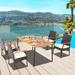 Costway 5PCS Patio Wicker Dining Set Cushion Acacia Wood Armchairs - 5-Piece