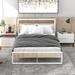 Metal Platform Bed Frame with Wooden headboard, Sockets, USB Ports, and Slat Support, Full Size