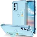 Samsung Galaxy S20 FE Case Galaxy S20 FE 4G/5G Phone Case Love Heart Cute Case with Wristband Kickstand Holder Soft TPU Plating Bumper Protective Galaxy S20 FE Phone Case Cover Blue