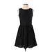 French Connection Casual Dress - A-Line Crew Neck Sleeveless: Black Print Dresses - Women's Size 0