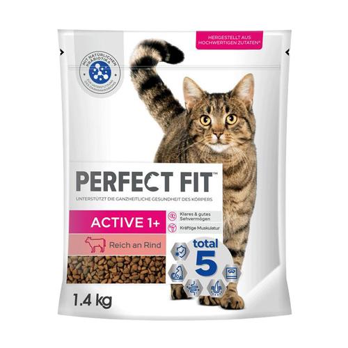 5x 1,4kg Perfect Fit Active 1+ Reich an Rind Katzenfutter trocken