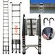 14.4FT Telescoping Ladder 4.4M Heavy Duty Multi-Purpose Stainless Steel Telescopic Extension Ladder with 2 Roof Hooks, Portable Extendable 14 Steps Loft Ladders, Collapsible Ladder Home Tall Ladder