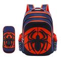 MODRYER Children's Spider Man Backpack School bags with Pencil Cases Superhero Boys Waterproof Bookbag Lightweight Rucksack for Elementary Primary Junior Students,Royal Blue A-Large