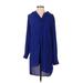 Vince Camuto Casual Dress - Shift Collared Long sleeves: Blue Color Block Dresses - Women's Size Small