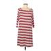 Yala Casual Dress - Shift Scoop Neck 3/4 sleeves: Red Color Block Dresses - Women's Size Medium