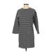 Theory Casual Dress - Shift Crew Neck 3/4 sleeves: Black Color Block Dresses - Women's Size 2X-Small
