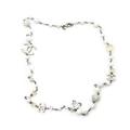 CHANEL Silver CC White Iceberg Crystal Ball Pearl Necklace