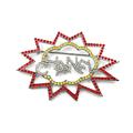 CHANEL Silver CC Red Gold Crystal Bang Large Brooch