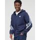 Adidas 3-Stripe Full Zip Hoodie - Blue