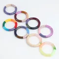 FishSheep New Big Acrylic Colorful Bracelets For Women Stretched Resin Tube Beaded Charm Bracelets