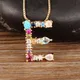 Nidin Hot Sale Rainbow Color Initial CZ Necklace Charm Letter Pendant Name Jewelry Women Accessories