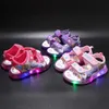 Disney Sommer Kinder sandalen gefroren Primey Elsa Anna Kinder sandalen führte Licht Strand rosa lila Schuhe Größe 21-31