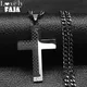 Goth Edelstahl Kreuz Anhänger Halskette Biker Männer Punk schwarz Silber Farbe Kreuzigung Kristall