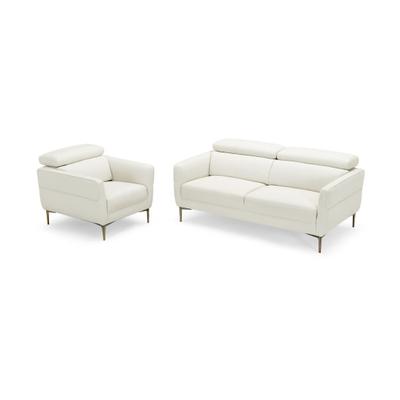 Costway Modern Couched Sofa set with Adjustable Headrest-White