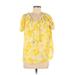Croft & Barrow Short Sleeve Blouse: Yellow Tops - Women's Size Medium