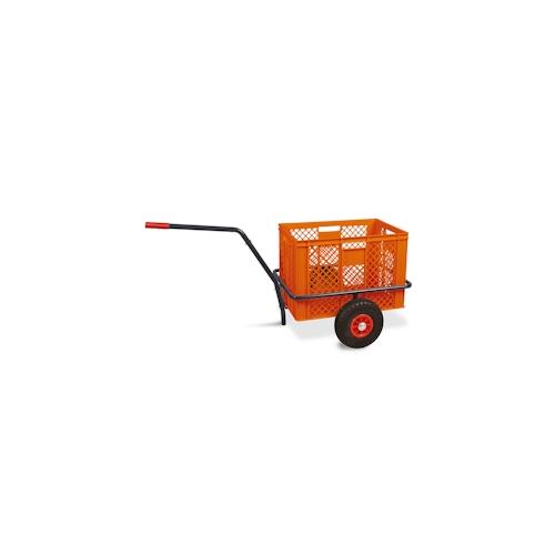 Robuster Handwagen in anthrazit, belastbar bis zu 200 kg, mit 41 cm hohem Korb in orange