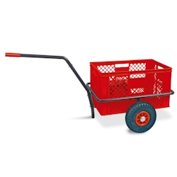 BRB Robuster Handwagen in anthrazit, belastbar bis zu 200 kg, mit 32 cm hohem Korb in rot Image