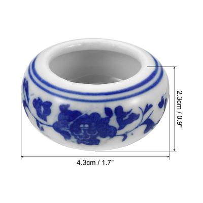 6x Ink Dish Plate for Chinese Calligraphy, Ceramic Ink Holder Rest Ink - Blue White