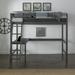Twin Wooden Loft Bed with Desk in Wirebrush Gray