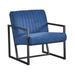 Fabric Leather Accent Chairs Steel Arm Chair Vintage Club Chairs High Back Side Chairs with Steel Frame for Living Room