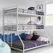 Metal Triple Bunk Bed for Kids Twin/Twin/Full in White