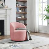 Teddy Fabric Barrel Chair 360掳 Swivel Accent Chairs Modern Club Chair Arm Chair with Round Storage Ottoman for Living Room