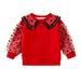 Little Children Girls Hoodies Patchwork Printed O-Neck Long Sleeve Top Pullover Clothes Fashion Loose Casual Tops Comfy Cozy Stylish Sweatshirts For Child