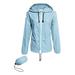 Eyicmarn Women Packable Rain Jacket Outdoor Hooded Windbreaker with Adjustable Drawstring