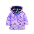 Little Girls Hoodie Jacket Flowers Hooded Waterproof Windbreaker Raincoat Coat Outwear for Kids Children 2-7Y