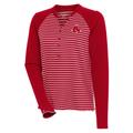 Women's Antigua Red/White Boston Red Sox Maverick Henley Long Sleeve T-Shirt