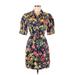 Marissa Webb Collective Casual Dress - Shirtdress Collared 3/4 sleeves: Blue Floral Dresses - Women's Size 2