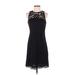Shoshanna Casual Dress - A-Line Crew Neck Sleeveless: Black Print Dresses - Women's Size 2