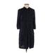 BCBGMAXAZRIA Casual Dress - Shirtdress High Neck 3/4 sleeves: Blue Print Dresses - Women's Size 2X-Small